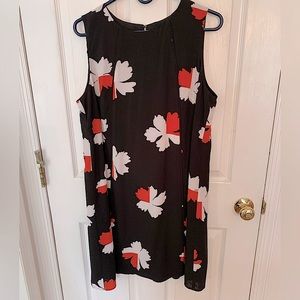 Sleeveless Black Dress with White and Red Florets